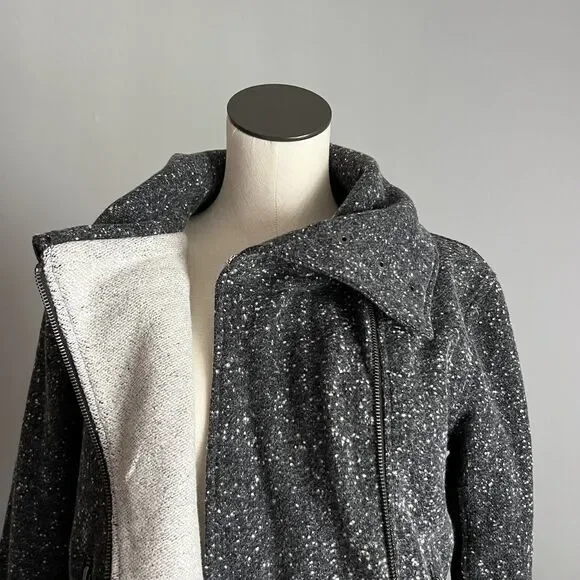 Splendid Womens Size Small Moto Coat biker jacket Gray Black Mock Neck NWT - Picture 5 of 13